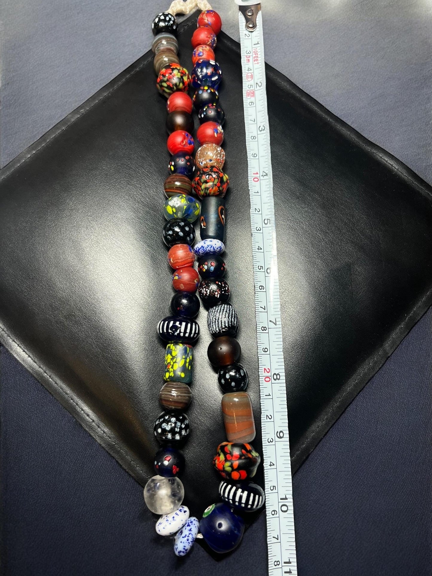 Handmade Nepal Glass Bead Necklace: Vintage Tribal Boho Jewelry