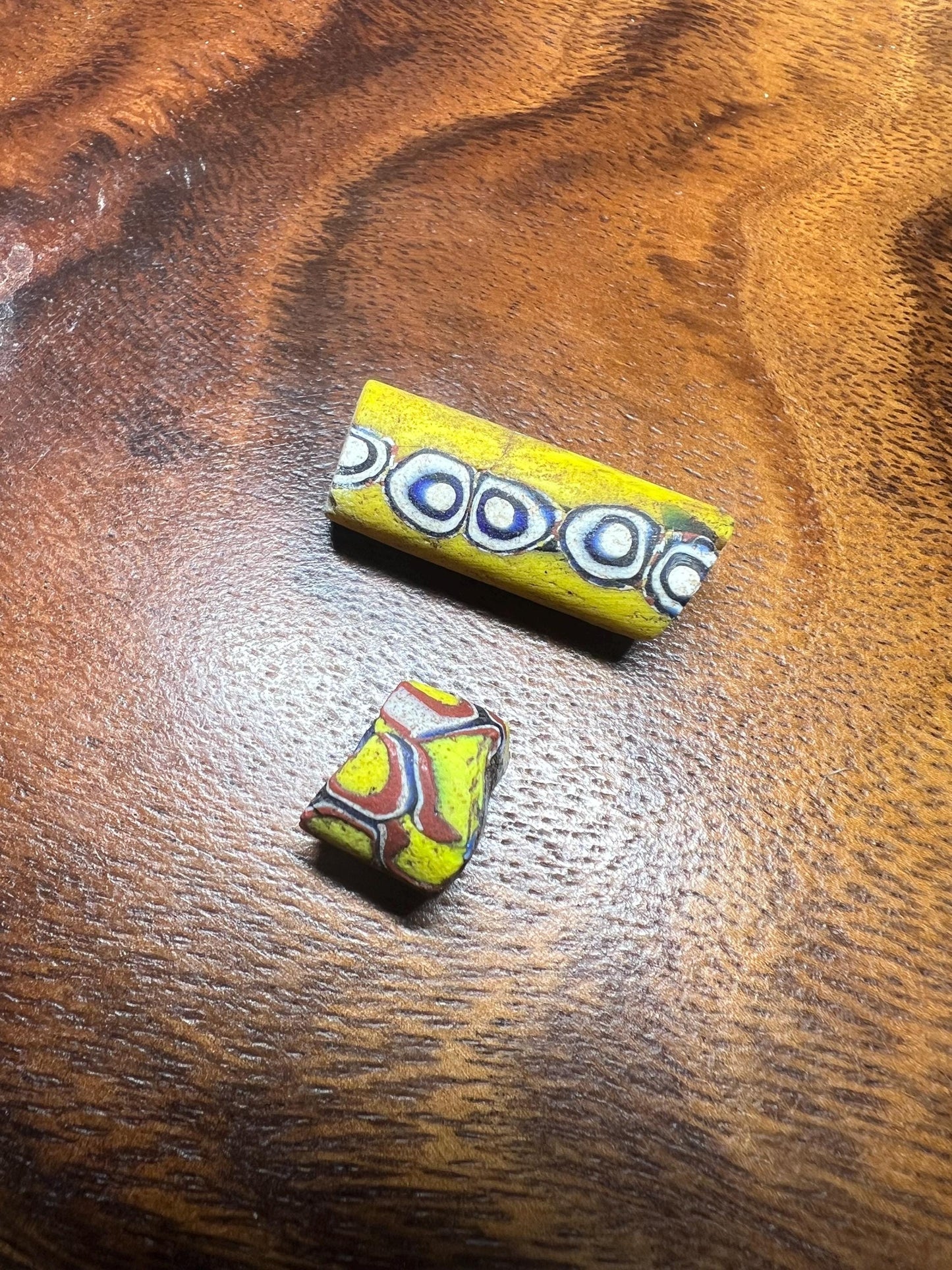 2 Pics Old Venetian Millefiori Beads  Unique African Trade Beads for Jewelry Designers