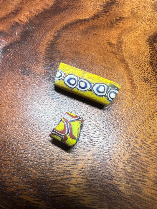 2 Pics Old Venetian Millefiori Beads  Unique African Trade Beads for Jewelry Designers