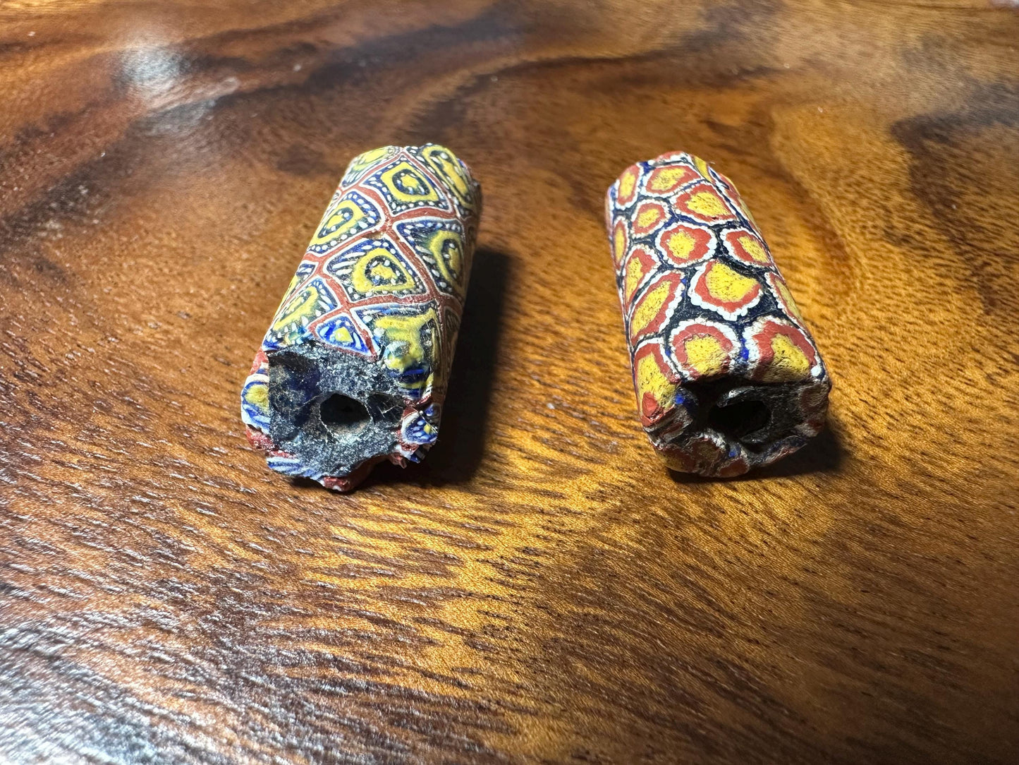 2 Pics Authentic Venetian Millefiori Beads  African Trade Beads for Collectors & Crafters