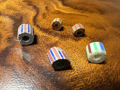 5 Pics Old Venetian Millefiori Beads  Unique African Trade Beads for Jewelry Designers