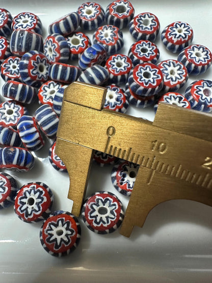 Multicolor Chevron Glass Beads: Venetian Inspired Nepal Trade Beads (10mm)