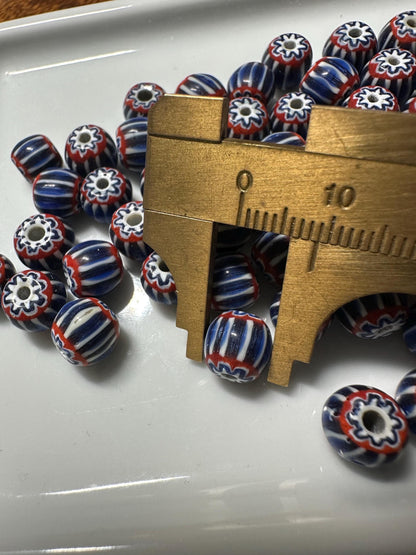 Venetian Style Glass Chevron Beads 9mm - Nepal Trade Beads