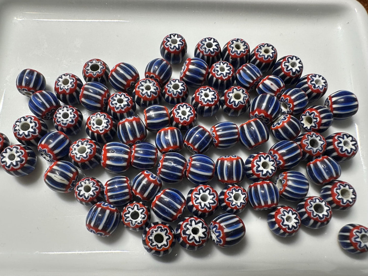 Venetian Style Glass Chevron Beads 9mm - Nepal Trade Beads