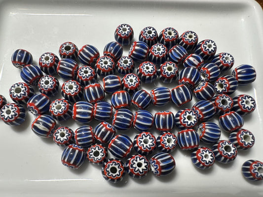 Venetian Style Glass Chevron Beads 9mm - Nepal Trade Beads
