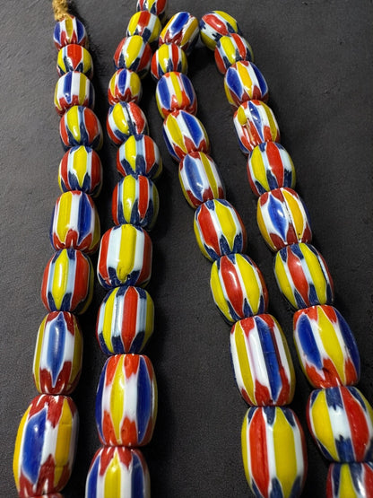 Handmade Nepal Chevron Glass Beads: Colorful African Trade Style