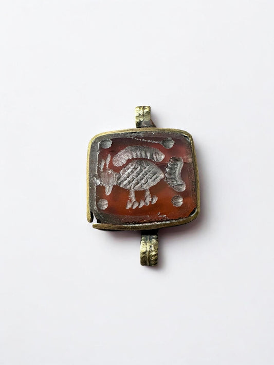 Antique Lapis Lazuli Intaglio Pendant  Scorpion Seal Amulet, Sassanian Persian Style, Hand-Carved Lapis Jewelry