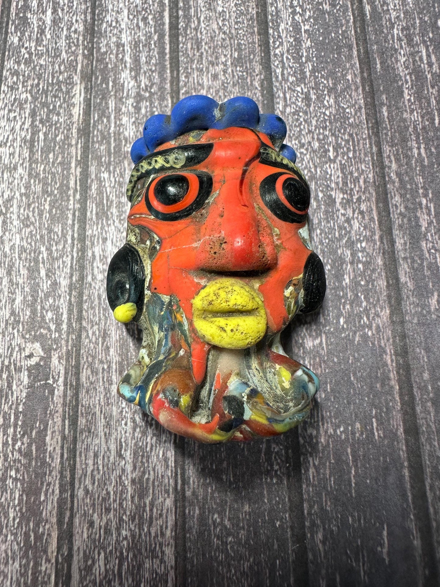 Ancient Style Roman Mosaic Glass Face Amulet Pendant - Phoenician Artifact(P1014)