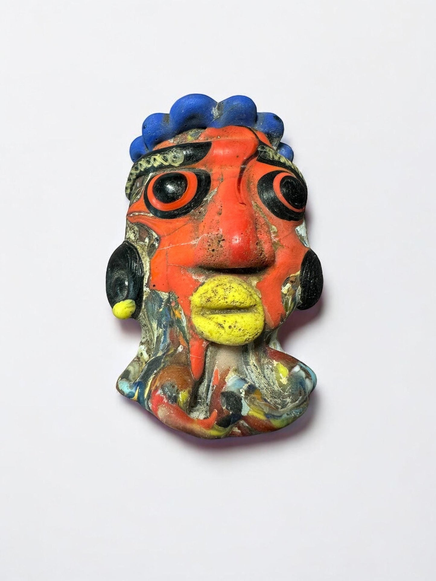 Ancient Style Roman Mosaic Glass Face Amulet Pendant - Phoenician Artifact(P1014)