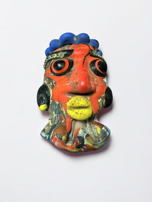 Ancient Style Roman Mosaic Glass Face Amulet Pendant - Phoenician Artifact(P1014)