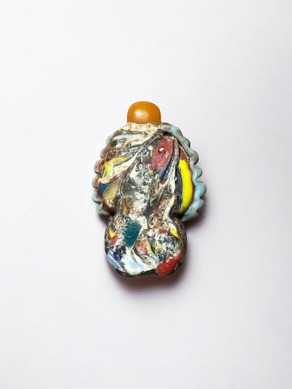 Antique Phoenician Mosaic Glass Amulet Bead Face Pendant