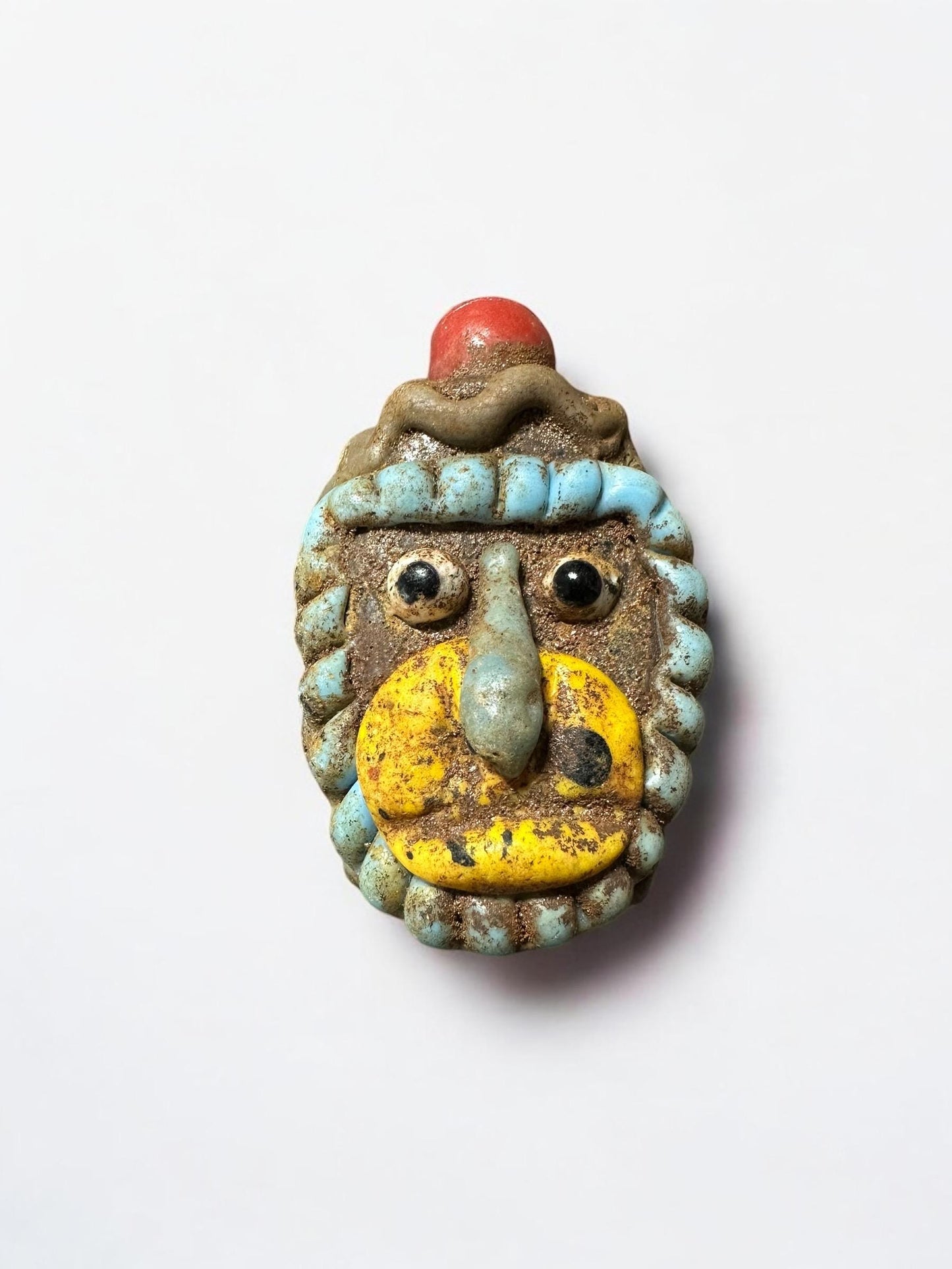 Vintage Phoenician Face Bead - Authentic Mosaic Glass Amulet Pendant for Necklace or Display(P1069)