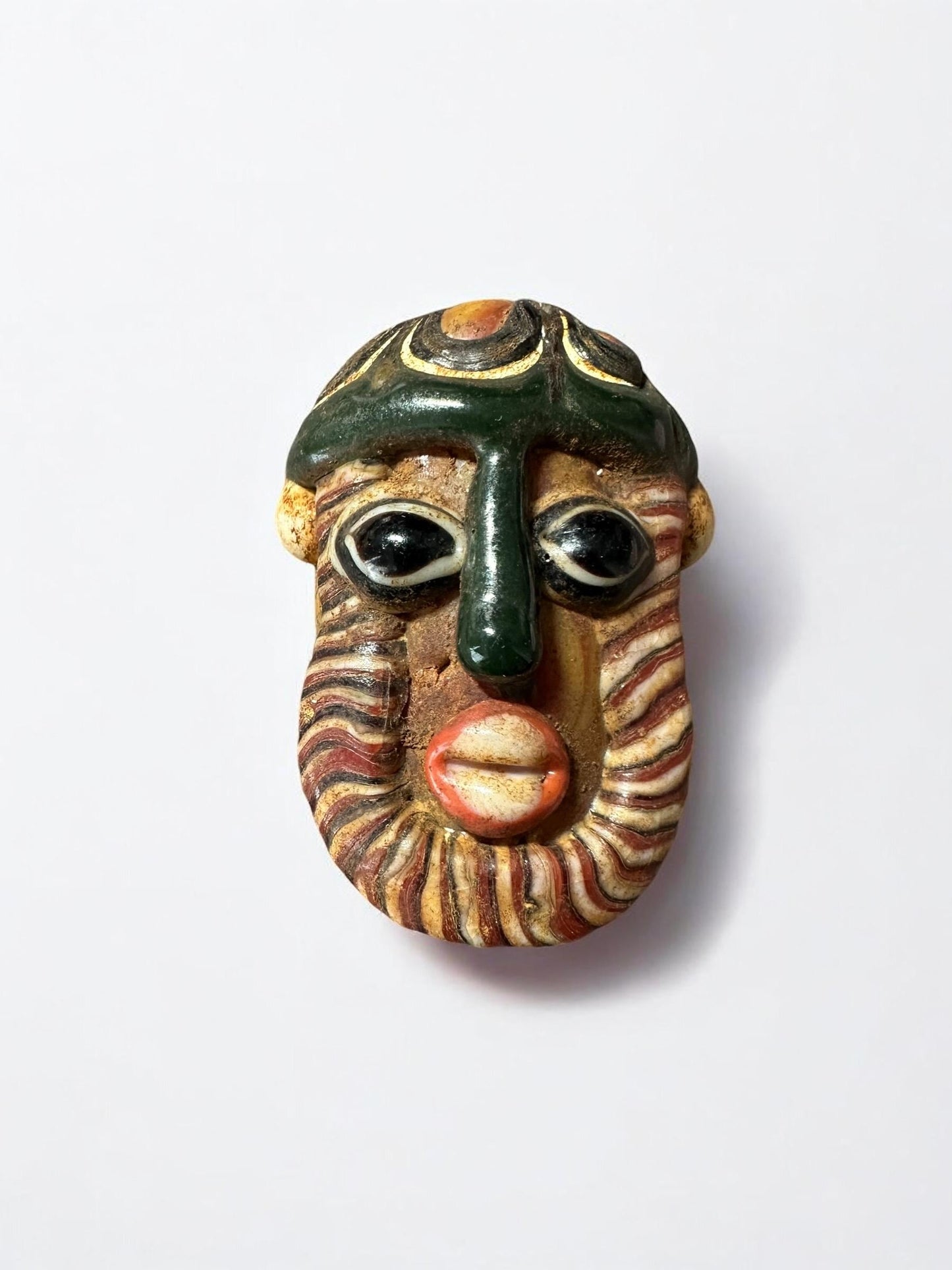 Antique Phoenician Mosaic Glass Bead - Vintage Face Amulet Pendant - Museum Quality Artifact(P1030)