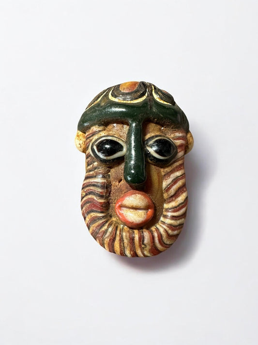 Antique Phoenician Mosaic Glass Bead - Vintage Face Amulet Pendant - Museum Quality Artifact(P1030)