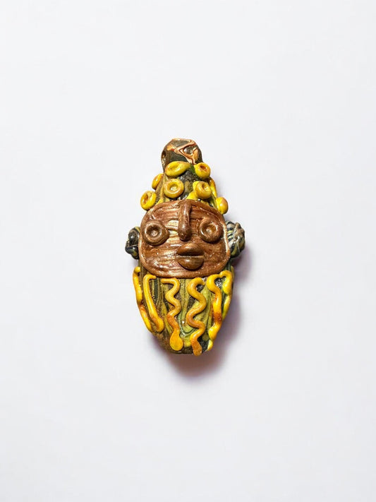 Phoenician Face Bead Pendant | Antique Glass Mosaic Amulet Jewelry(P1055)