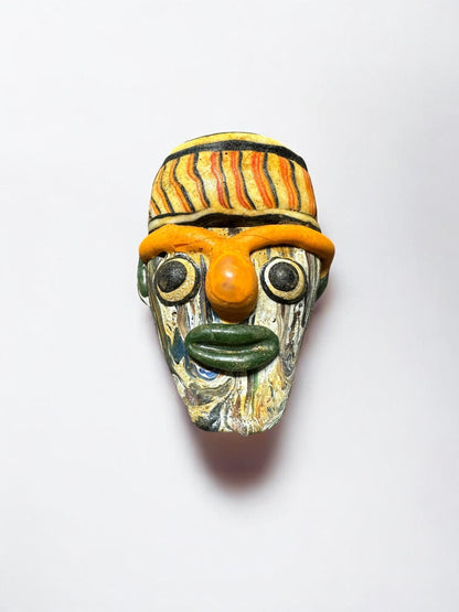 Rare Ancient Phoenician Mosaic Glass Face Amulet Pendant | Antique Collectible Jewelry(P1057)