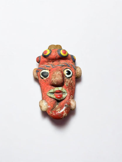 Historical Phoenician Amulet Bead - Ancient Style Mosaic Glass Face Pendant for Collector's Display(P1048)