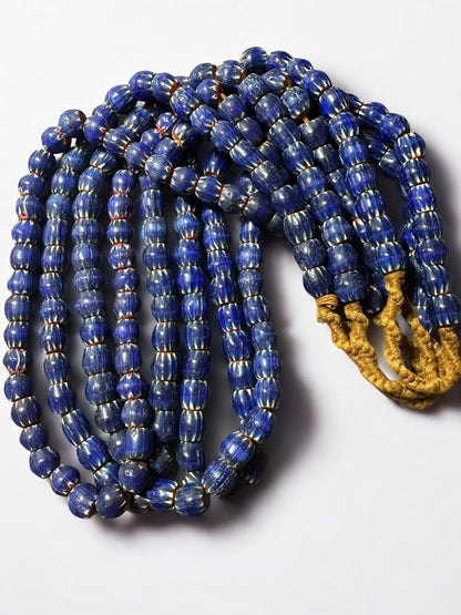 Vintage Venetian Blue Chevron 9-11mm Beads Long Strand,Nepal beads,Trade beads