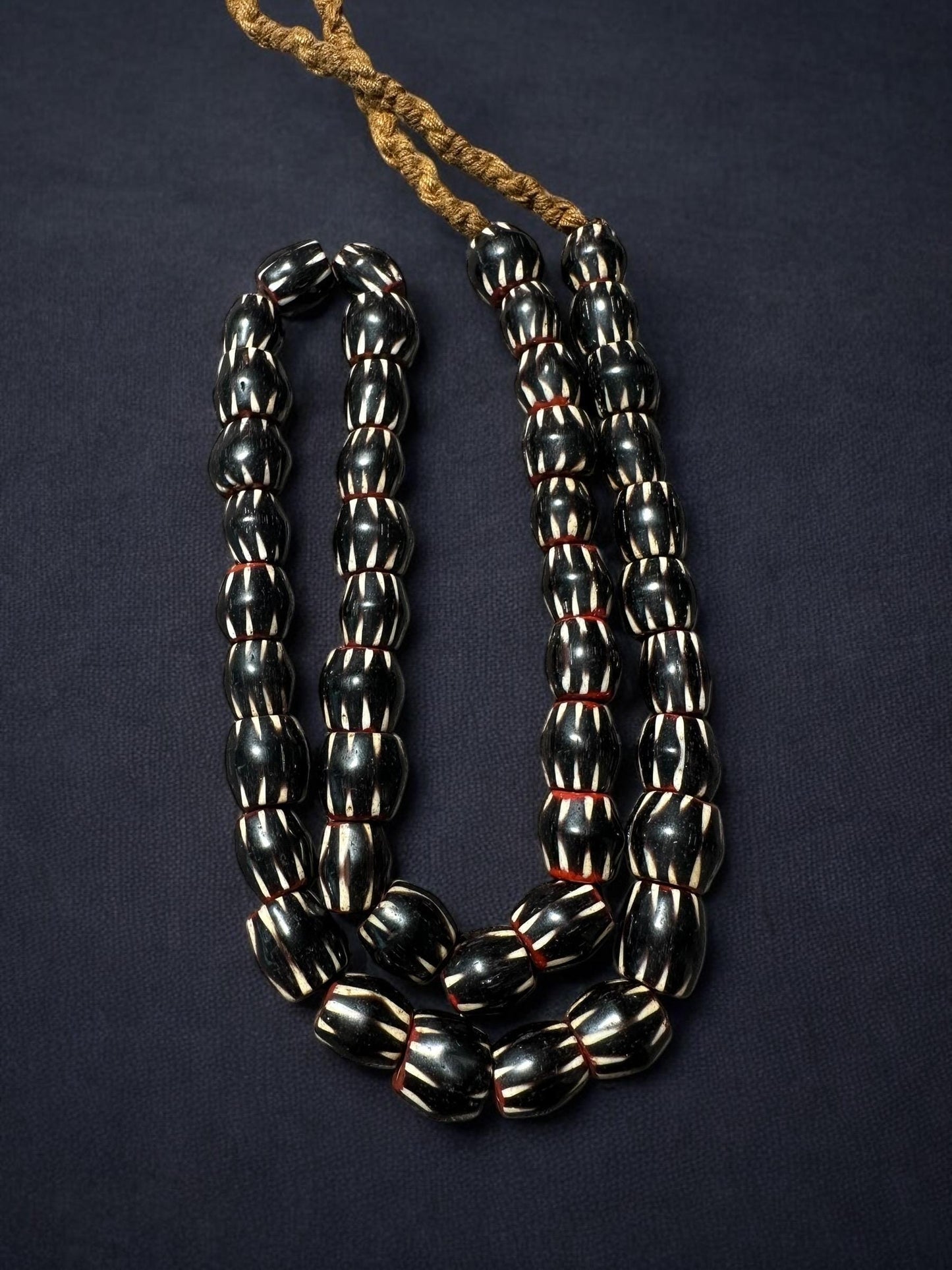 Handmade Nepalese Chevron Beads Strand | Himalayan Tribal Glass Beads | Ethnic Jewelry Making Supplies