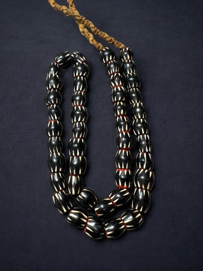 Handmade Nepalese Chevron Beads Strand | Himalayan Tribal Glass Beads | Ethnic Jewelry Making Supplies