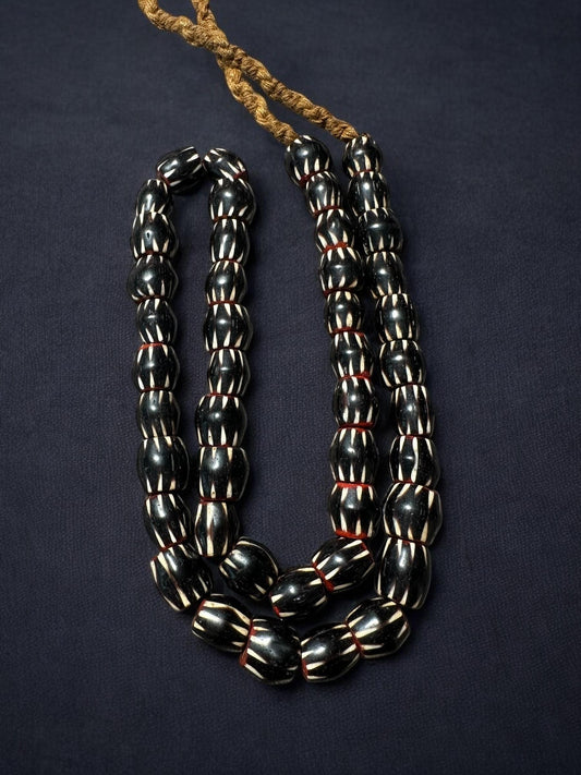 Handmade Nepalese Chevron Beads Strand | Himalayan Tribal Glass Beads | Ethnic Jewelry Making Supplies