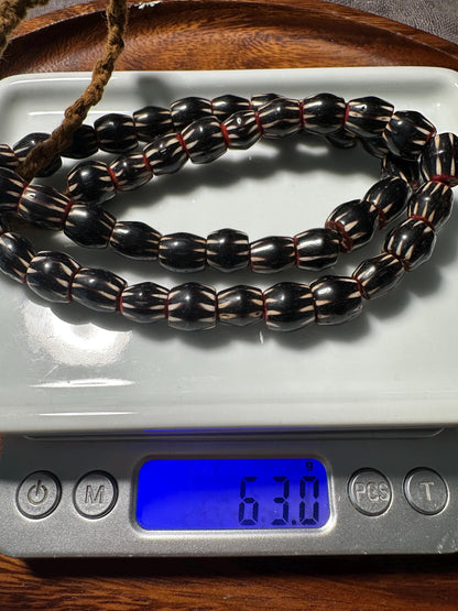 Handmade Nepalese Chevron Beads Strand | Himalayan Tribal Glass Beads | Ethnic Jewelry Making Supplies