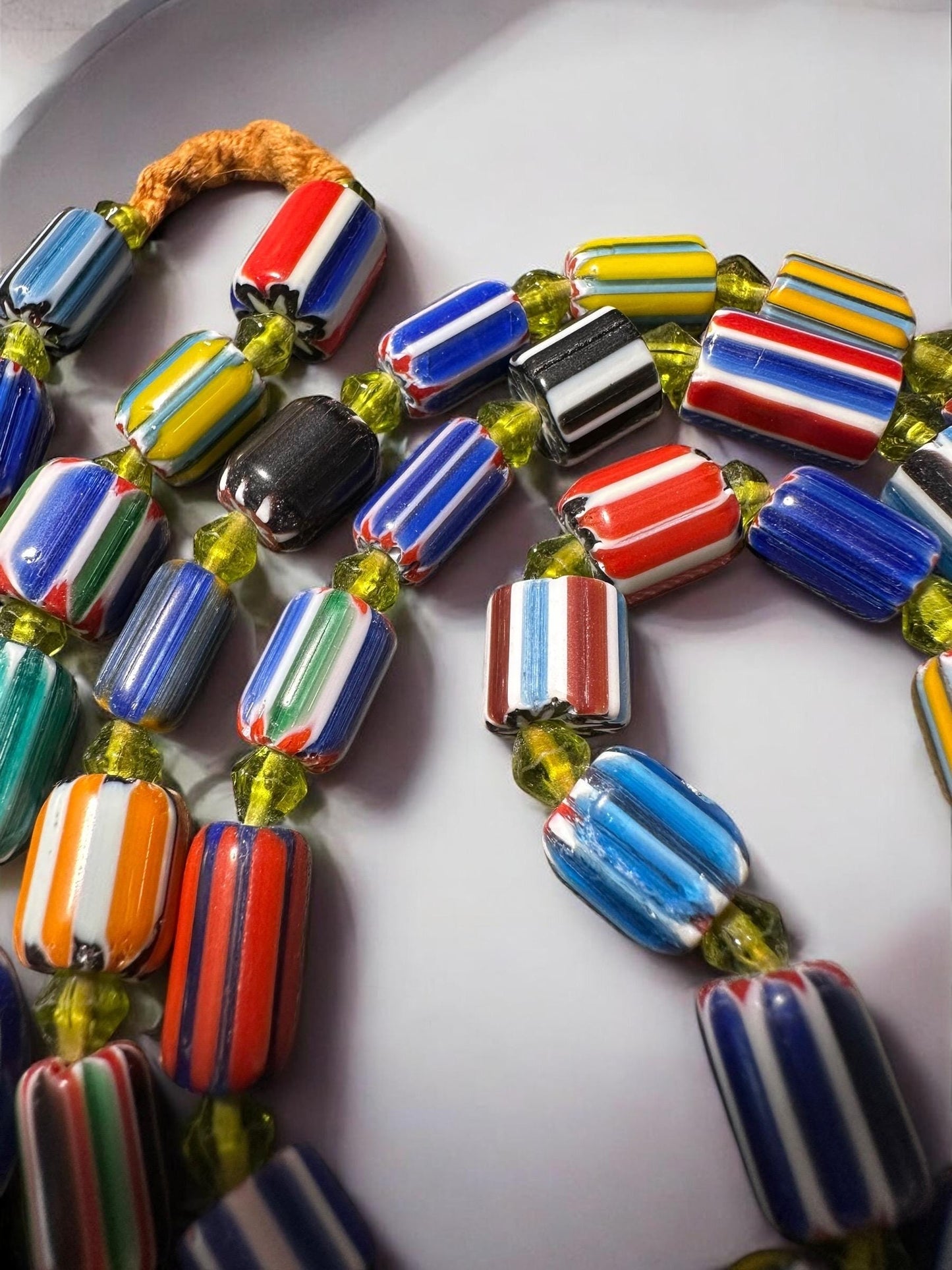 Handmade Nepalese Chevron Beads Strand | Himalayan Tribal Glass Beads | Ethnic Jewelry Making Supplies