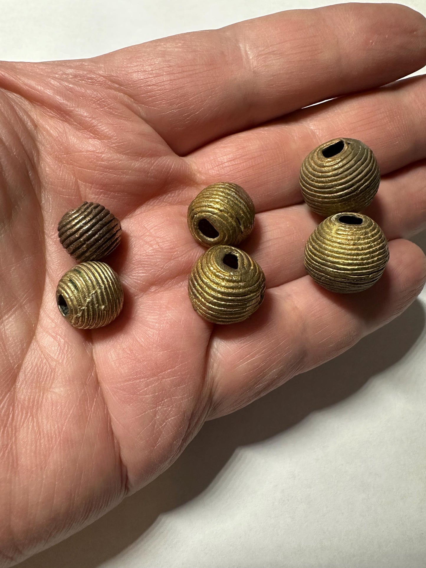 Handmade African Brass Round Beads: Ashanti Tribal Jewelry
