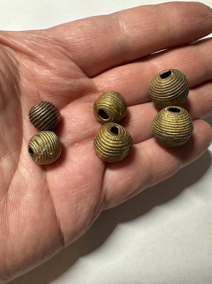 Handmade African Brass Round Beads: Ashanti Tribal Jewelry