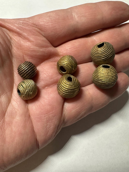 Handmade African Brass Round Beads: Ashanti Tribal Jewelry