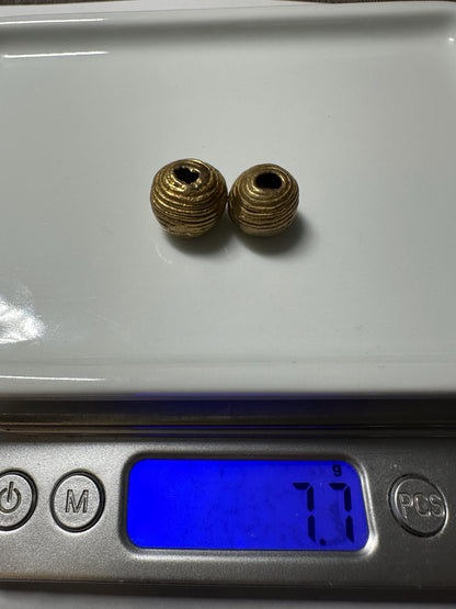 Handmade African Brass Round Beads: Ashanti Tribal Jewelry