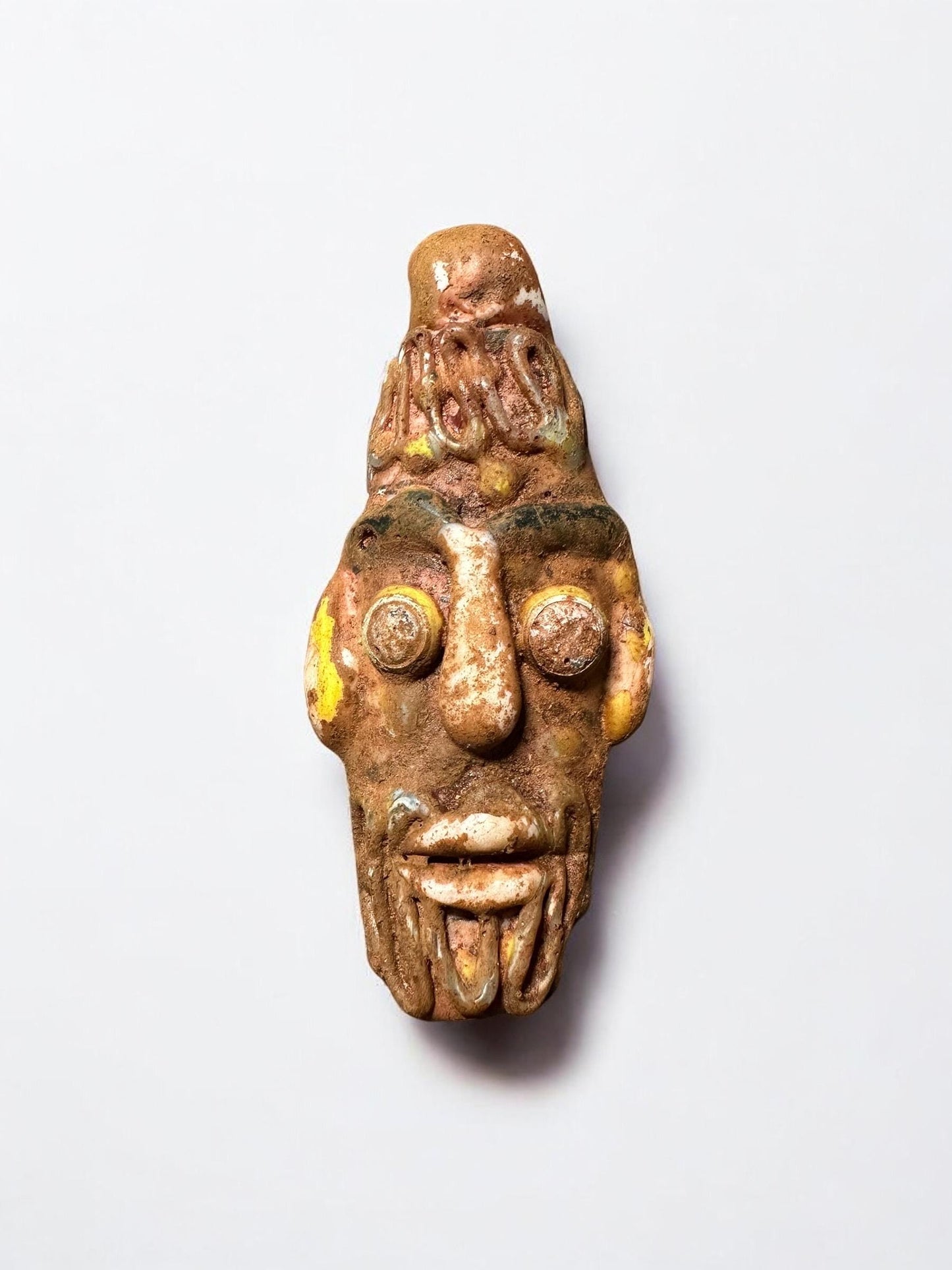 Rare Antique Phoenician Mosaic Glass Face Amulet | Ancient Style Collectible Pendant(P1064)