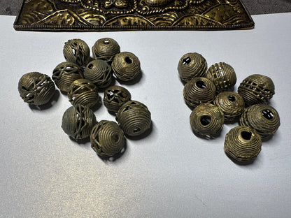 Handmade African Brass Beads: Tribal Lost Wax Jewelry (2-Piece Set)
