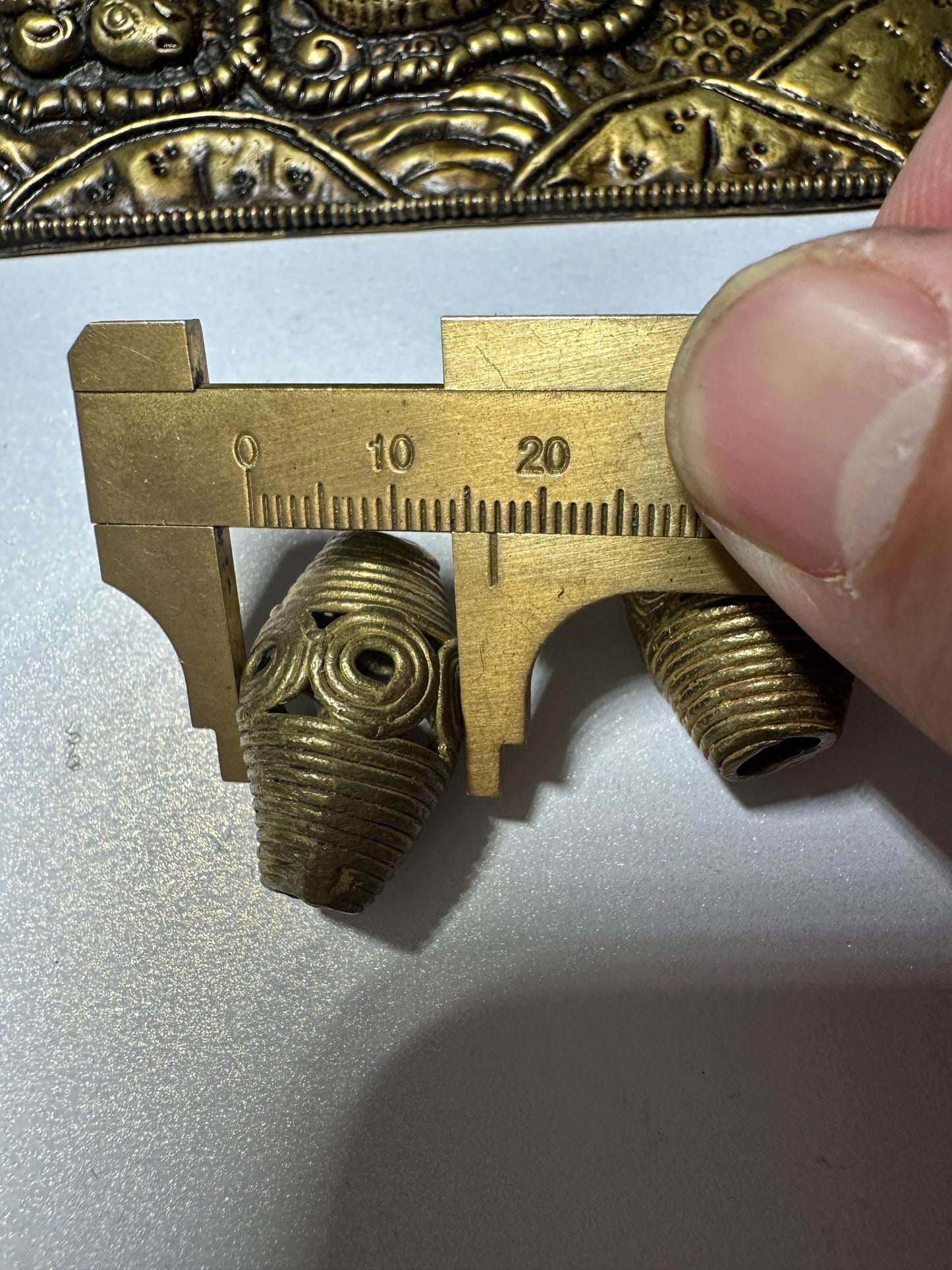 African Brass Beads: Handmade Lost Wax Tribal Beads from Ghana (Pair)