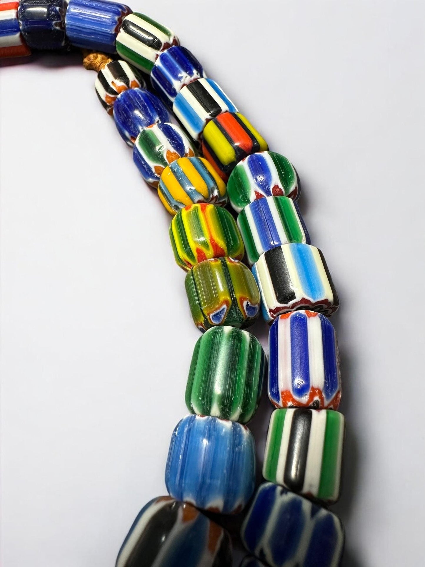 Handmade Nepalese Chevron Beads Strand | Himalayan Tribal Glass Beads | Ethnic Jewelry Making Supplies