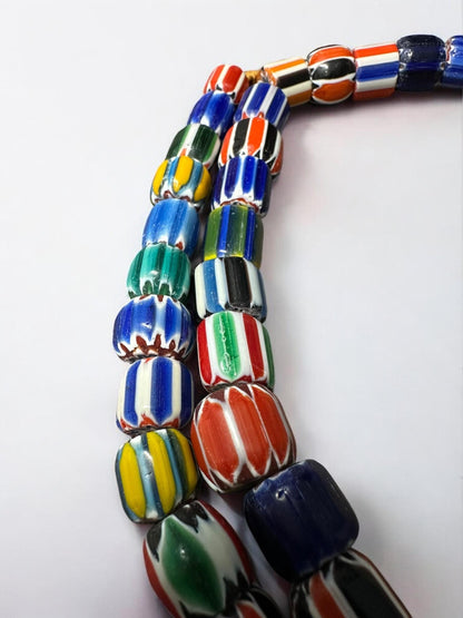 Handmade Nepalese Chevron Beads Strand | Himalayan Tribal Glass Beads | Ethnic Jewelry Making Supplies