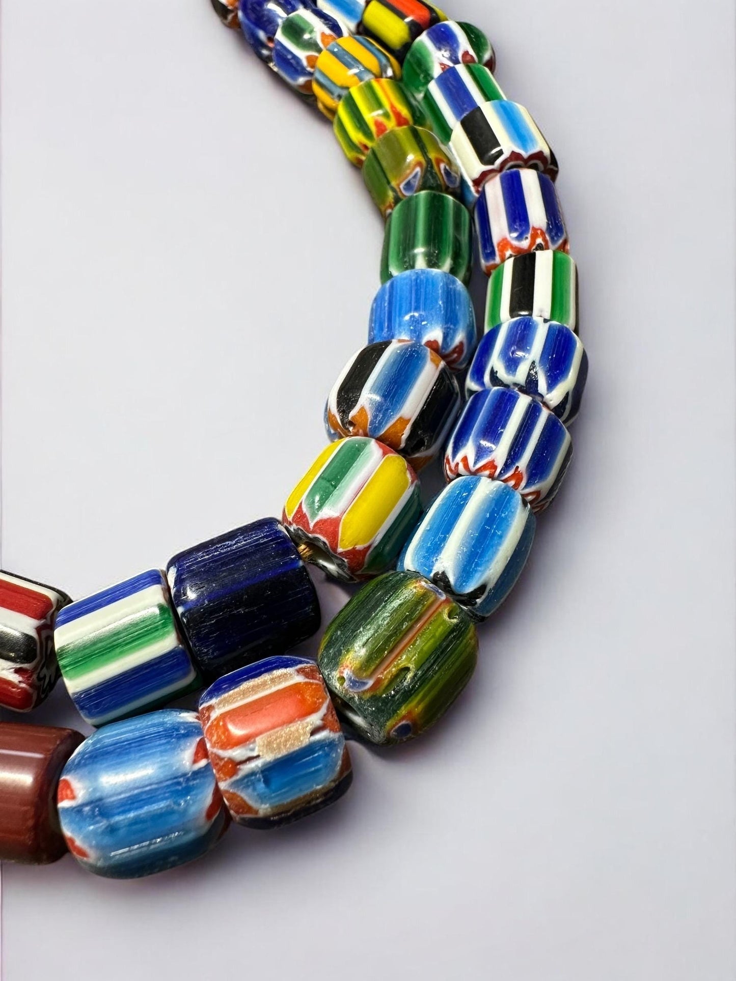 Handmade Nepalese Chevron Beads Strand | Himalayan Tribal Glass Beads | Ethnic Jewelry Making Supplies