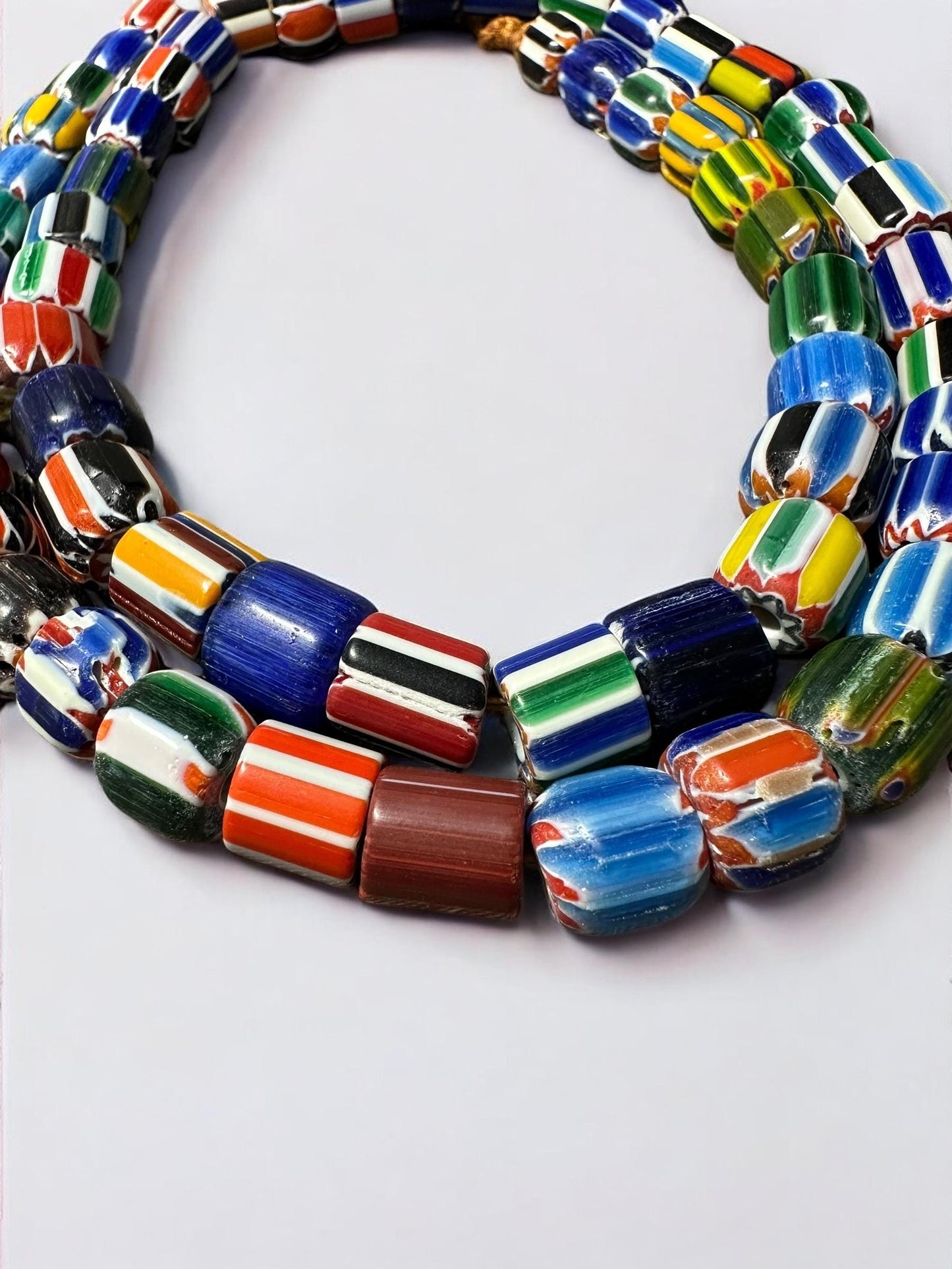 Handmade Nepalese Chevron Beads Strand | Himalayan Tribal Glass Beads | Ethnic Jewelry Making Supplies