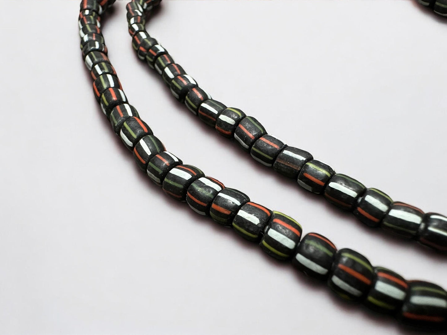 Java Glass Beads: Indonesian Striped Spacer Beads for Jewelry