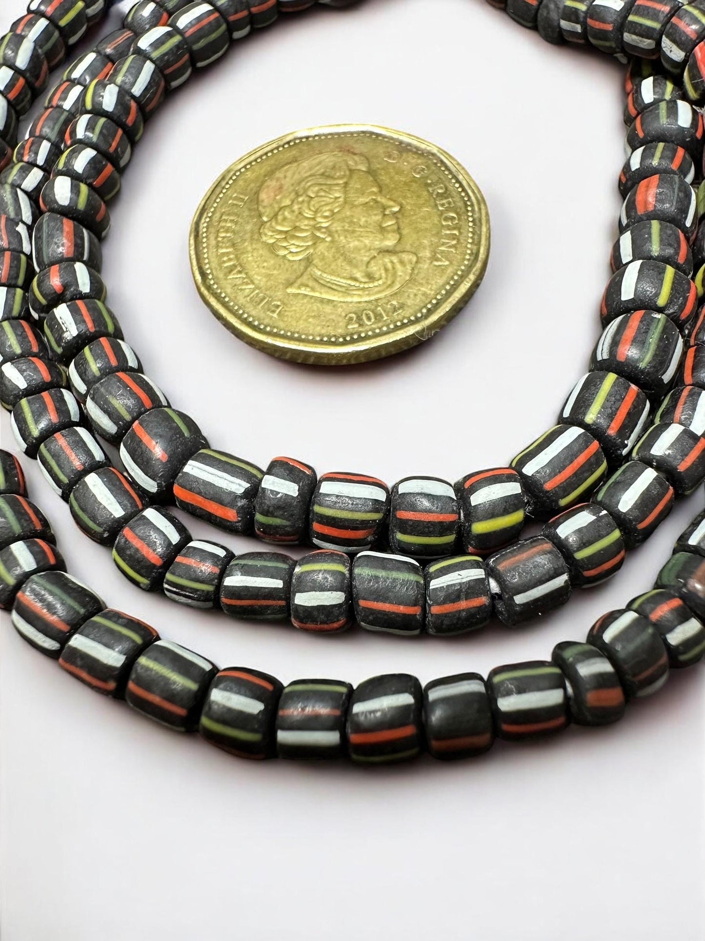Java Glass Beads: Indonesian Striped Spacer Beads for Jewelry