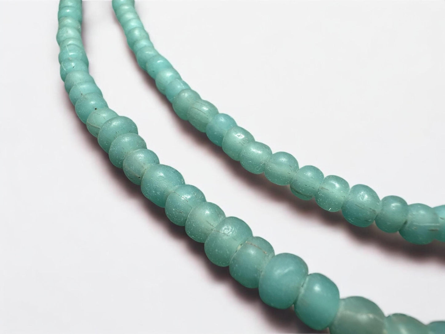 Mint Green Java Glass Beads: Indonesian Striped Spacer Beads