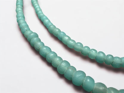Mint Green Java Glass Beads: Indonesian Striped Spacer Beads