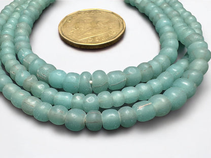 Mint Green Java Glass Beads: Indonesian Striped Spacer Beads