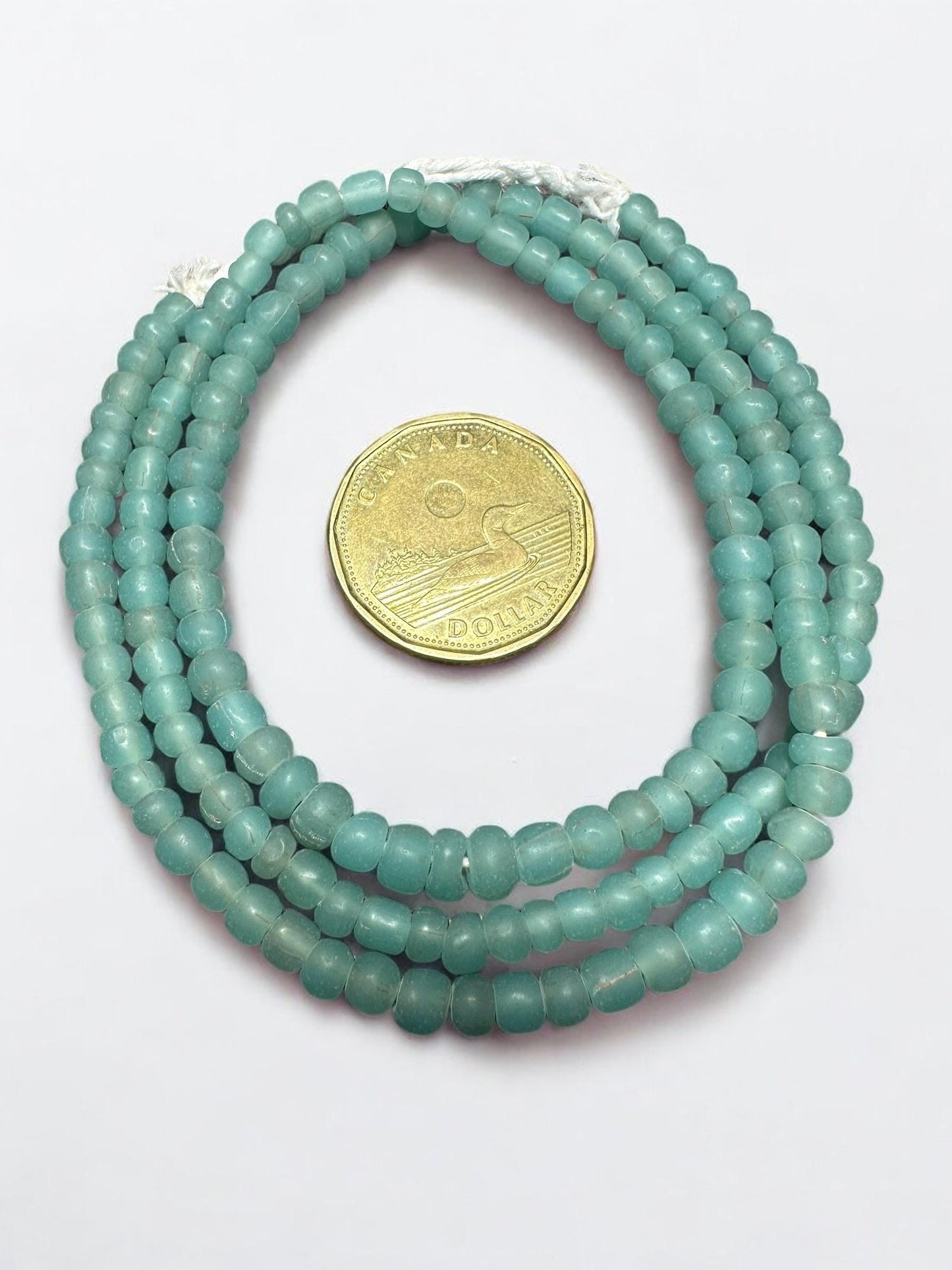 Mint Green Java Glass Beads: Indonesian Striped Spacer Beads