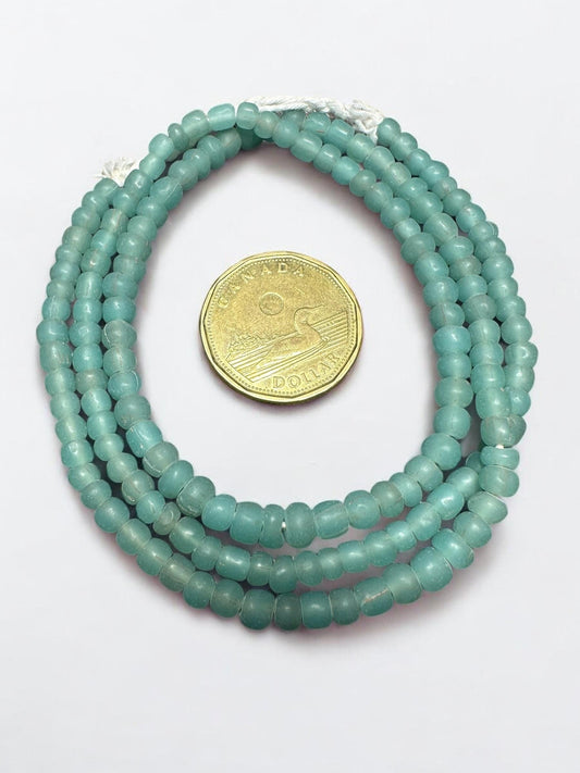 Mint Green Java Glass Beads: Indonesian Striped Spacer Beads
