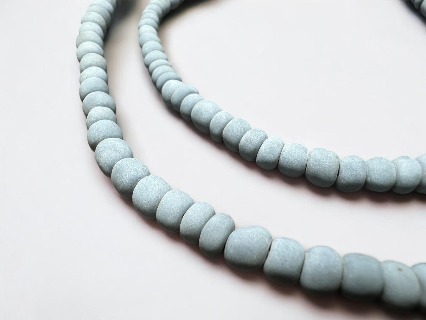 Light Blue Java Glass Beads: Indonesian Striped Spacer Beads
