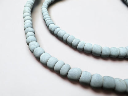 Light Blue Java Glass Beads: Indonesian Striped Spacer Beads