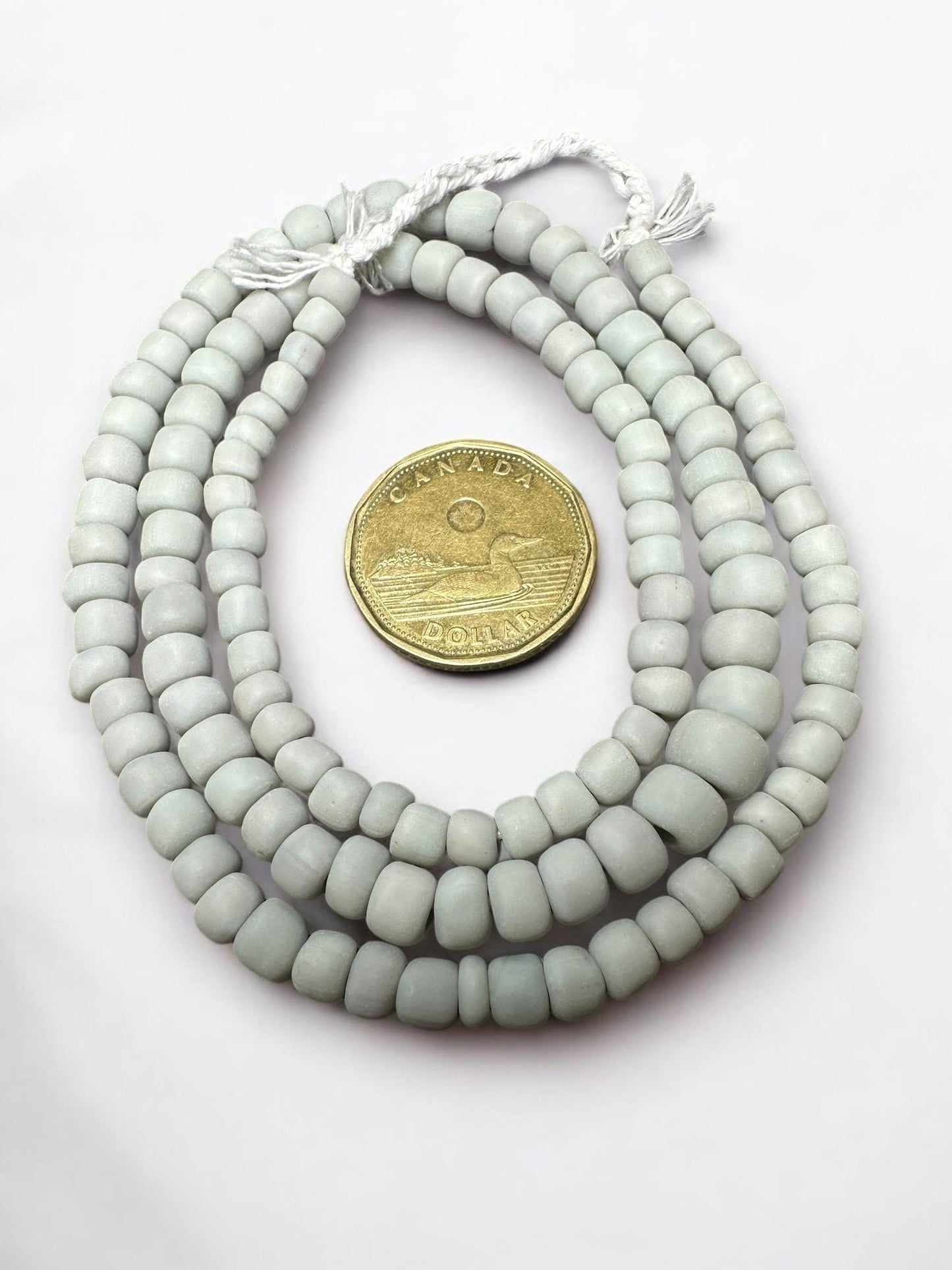 Bone White Java Glass Beads: Indonesian Striped Spacer Beads
