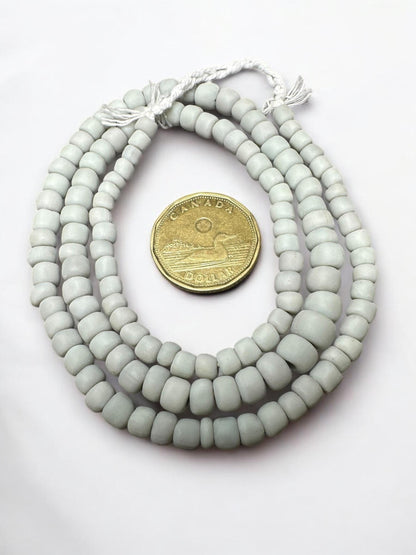 Bone White Java Glass Beads: Indonesian Striped Spacer Beads