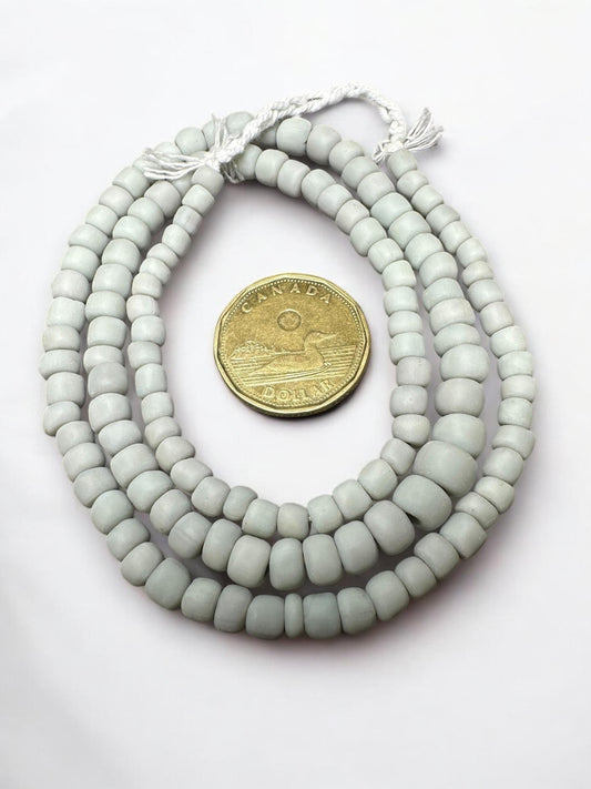 Bone White Java Glass Beads: Indonesian Striped Spacer Beads